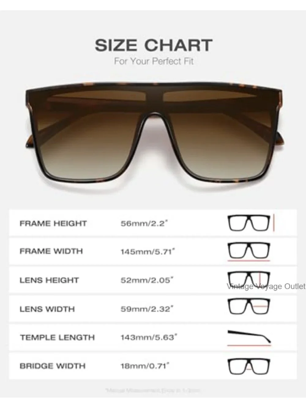 Oversized Square Sunglasses Retro Flat Top Shield UV Protection
